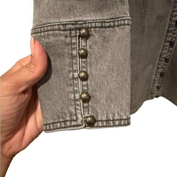 NWT Pilcro Puff Sleeve Mini Denim Gray  Dress - Picture 8 of 9